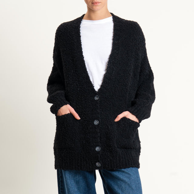 Tensione in-Cardigan bouclè misto alpaca - nero