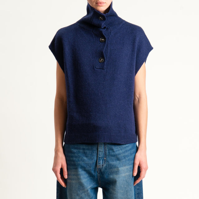 Tensione in-Maglia smanicata collo alto - blu