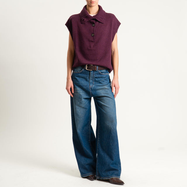 Tensione in-Maglia smanicata collo alto - Bordeaux