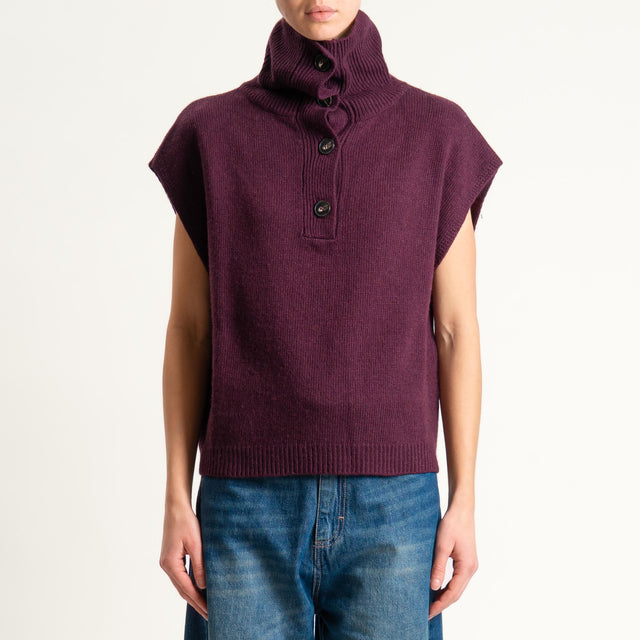 Tensione in-Maglia smanicata collo alto - Bordeaux