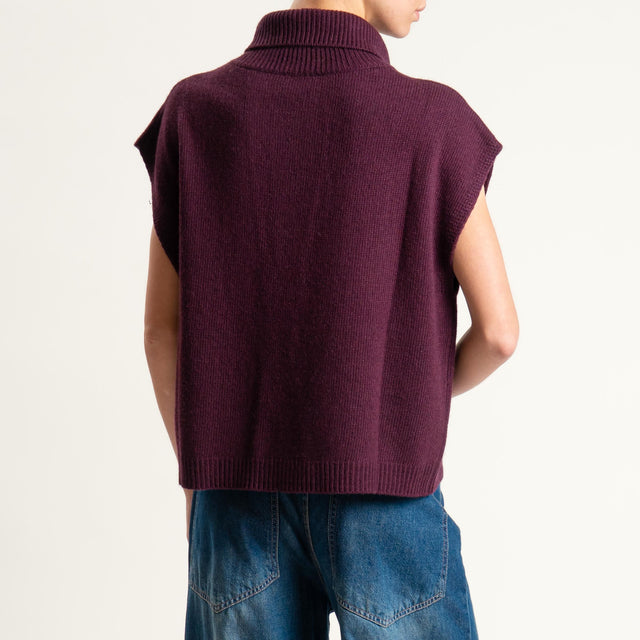 Tensione in-Maglia smanicata collo alto - Bordeaux