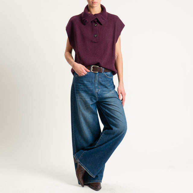 Tensione in-Maglia smanicata collo alto - Bordeaux