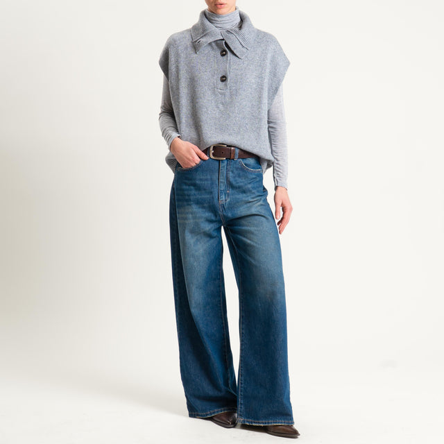 Tensione in-Maglia smanicata collo alto - grigio