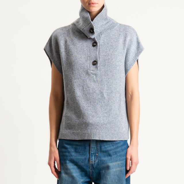 Tensione in-Maglia smanicata collo alto - grigio