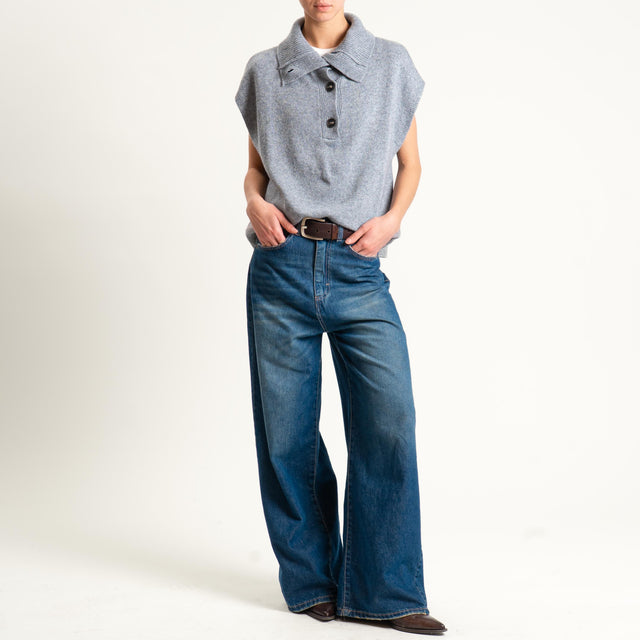 Tensione in-Maglia smanicata collo alto - grigio