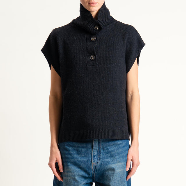 Tensione in-Maglia smanicata collo alto - nero