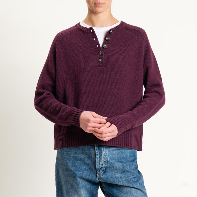 Tensione in-Maglia scatola misto cashmere scollo serafino - Bordeaux