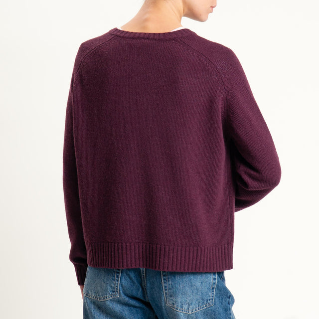 Tensione in-Maglia scatola misto cashmere scollo serafino - Bordeaux