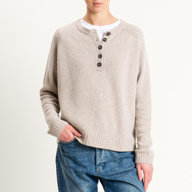 Tensione in-Maglia scatola misto cashmere scollo serafino - casha