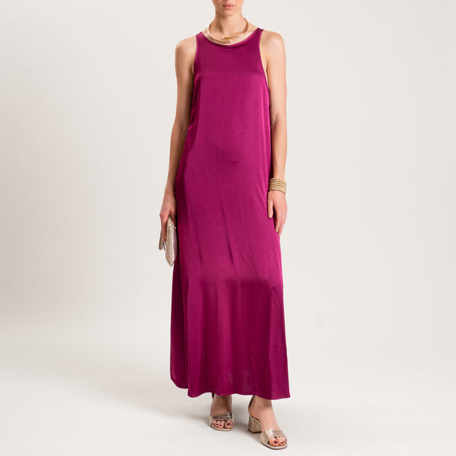Tensione in-Abito scollo vogatore in satin - orchidea