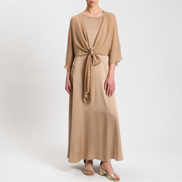 Tensione in-Abito vogatore in satin - biscotto