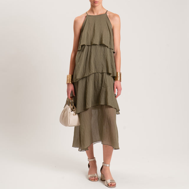 Vestido de muselina de lyocell con volantes - Militar