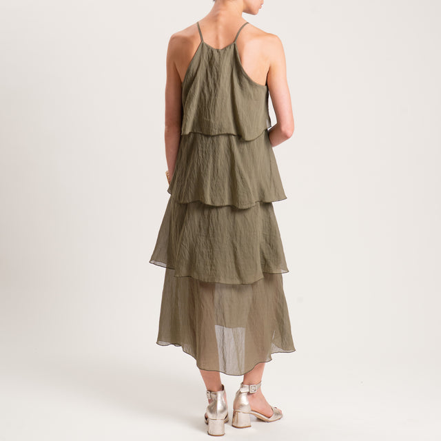 Vestido de muselina de lyocell con volantes - Militar