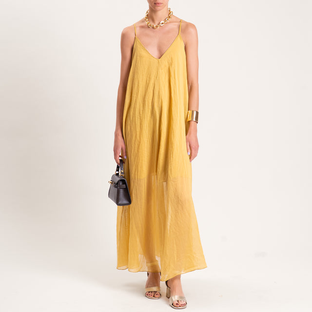 Tensione in-Abito mussola lyocell doppio scollo v - olive