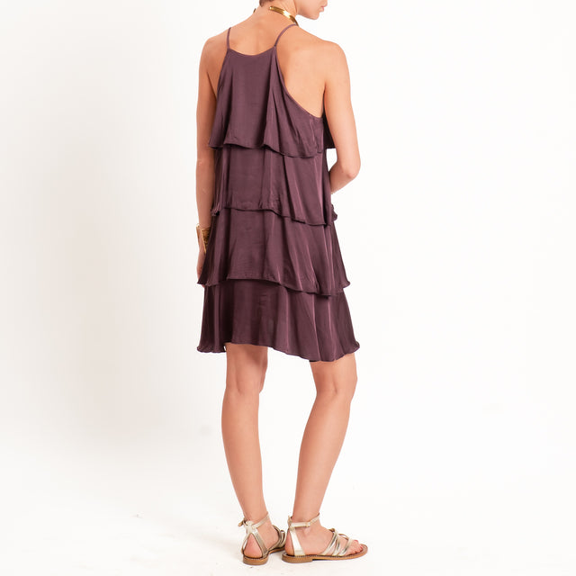 Tensione in-Abito corto a balze satin - burgundy