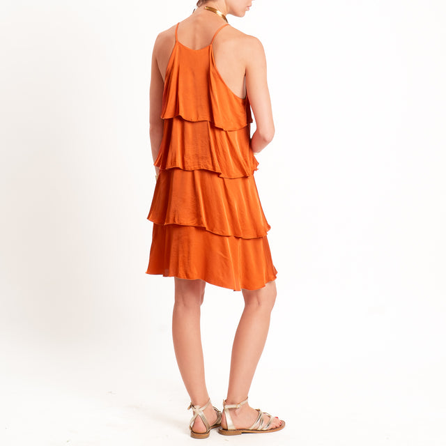 Tensione in-Abito corto a balze satin - arancio