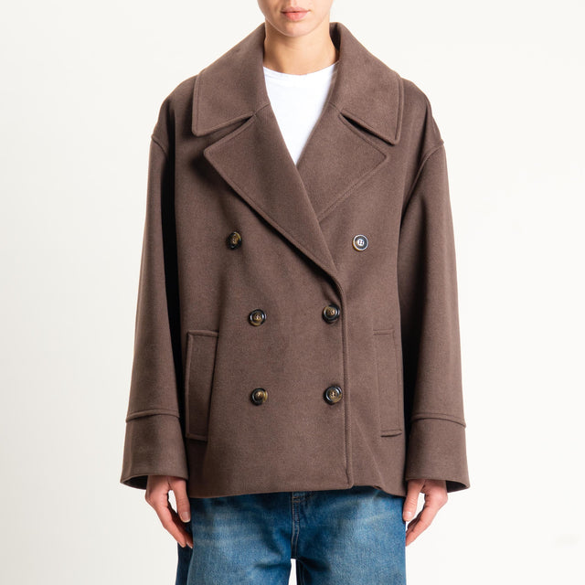 Tensione in-Cappotto doppiopetto - moro