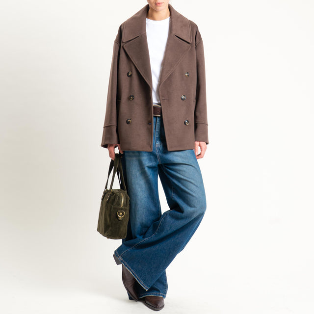Tensione in-Cappotto doppiopetto - moro