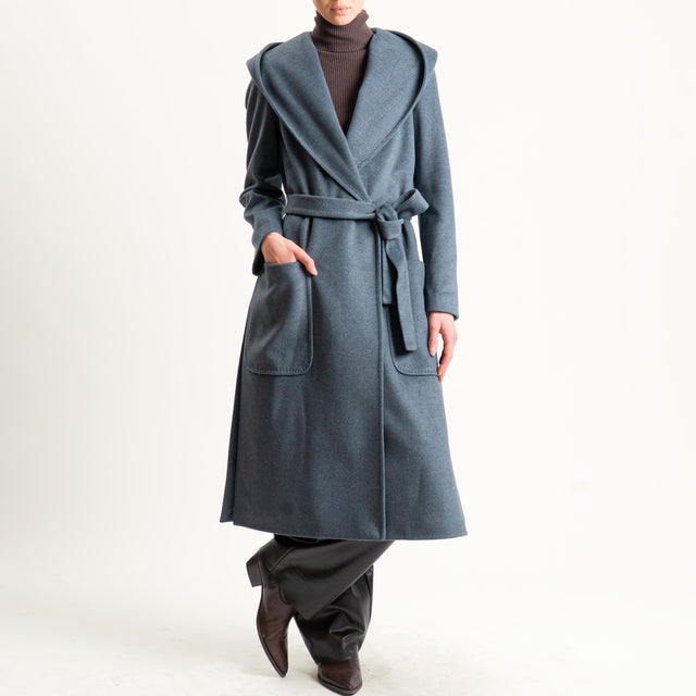 Tensione in-Cappotto doppiopetto con cappuccio - grigio scuro