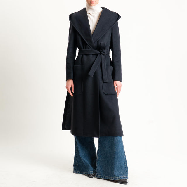 Tensione in-Cappotto doppiopetto con cappuccio - nero