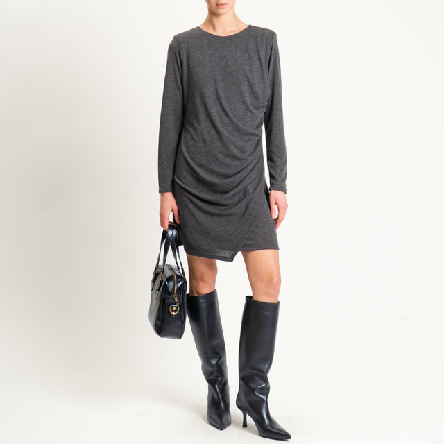 Tensione in-Abito corto in maglina elasticizzata con drappeggio - antracite