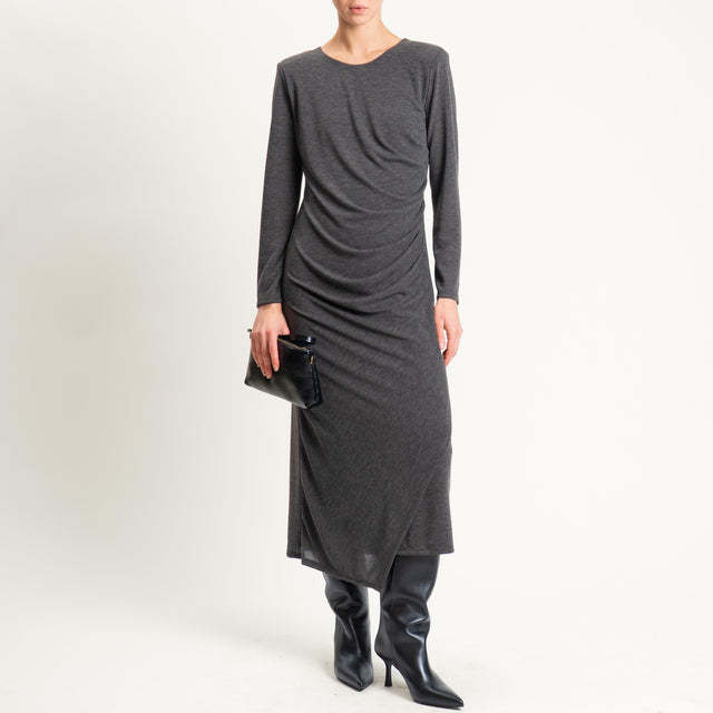 Tensione in-Abito in maglina elasticizzata con drappeggio - antracite