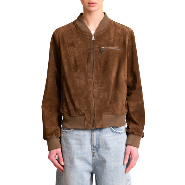 Tensione in-Giacca suede genuine leather - brown