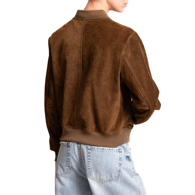 Chaqueta de ante y piel auténtica Tension in-Jacket - marrón