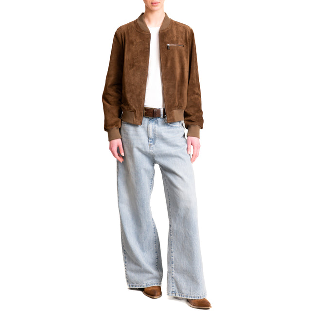 Tensione in-Giacca suede genuine leather - brown