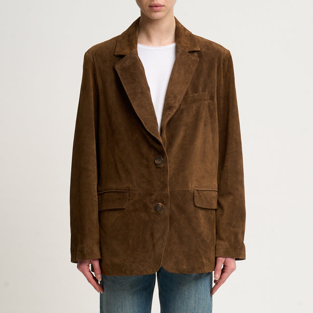 Chaqueta de ante y piel auténtica Tension in-Jacket - marrón