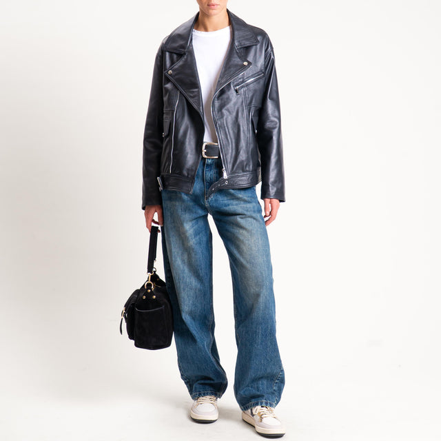 Tensione in-Giacca chiodo genuine leather - nero