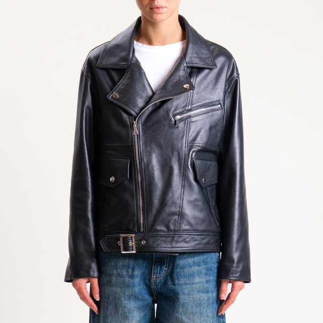 Tensione in-Giacca chiodo genuine leather - nero