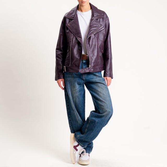 Tensione in-Giacca chiodo genuine leather - vino