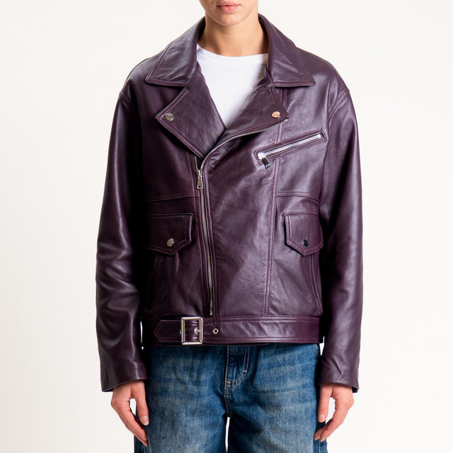 Tensione in-Giacca chiodo genuine leather - vino