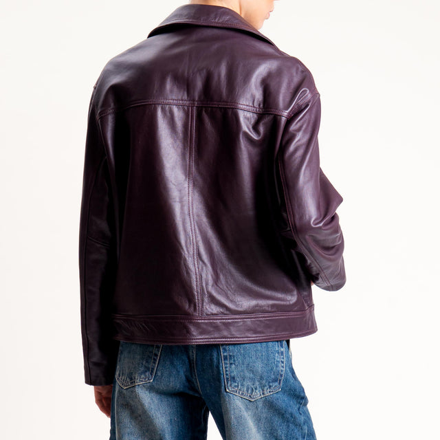 Tensione in-Giacca chiodo genuine leather - vino