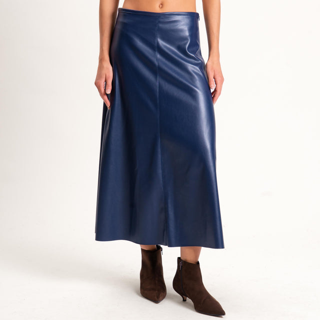 Tensione in-Gonna ad A similpelle - blu