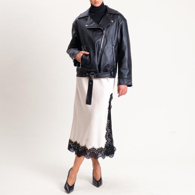 Tensione in-Giacca chiodo similpelle - nero