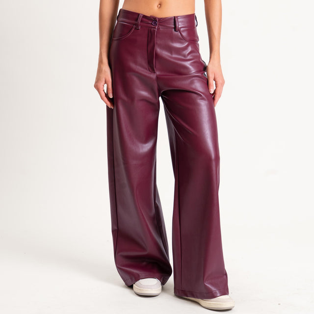 Tensione in-Pantalone GIUSI wide leg similpelle - ginger