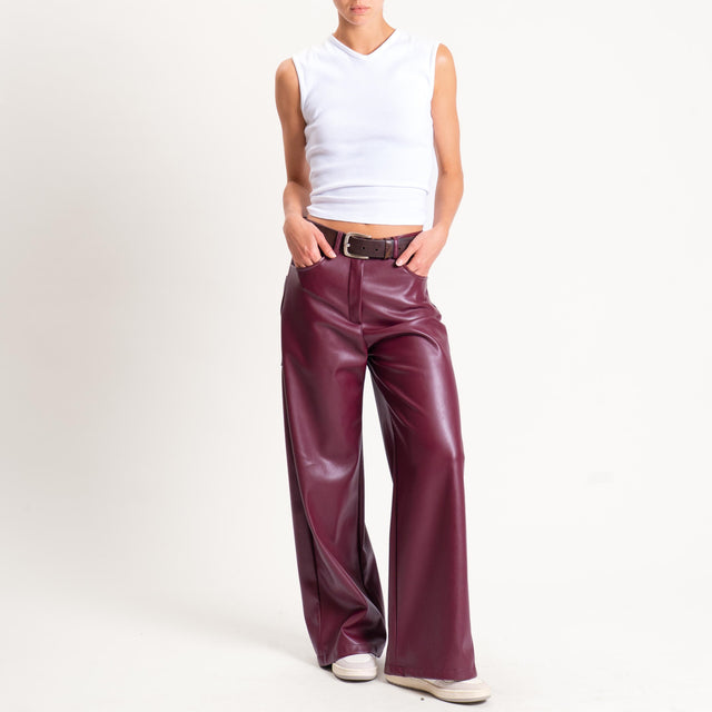 Tensione in-Pantalone GIUSI wide leg similpelle - ginger