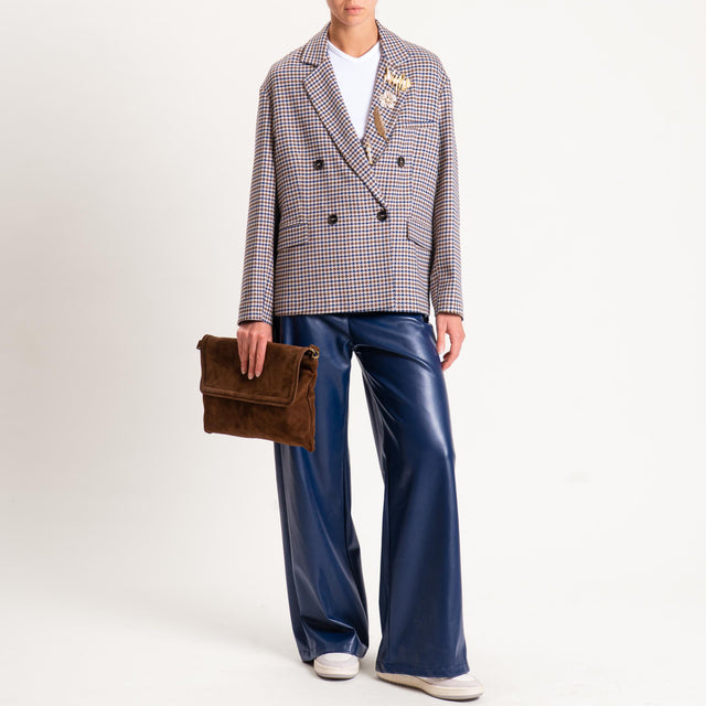 Tensione in-Pantalone GIUSI wide leg similpelle - blu