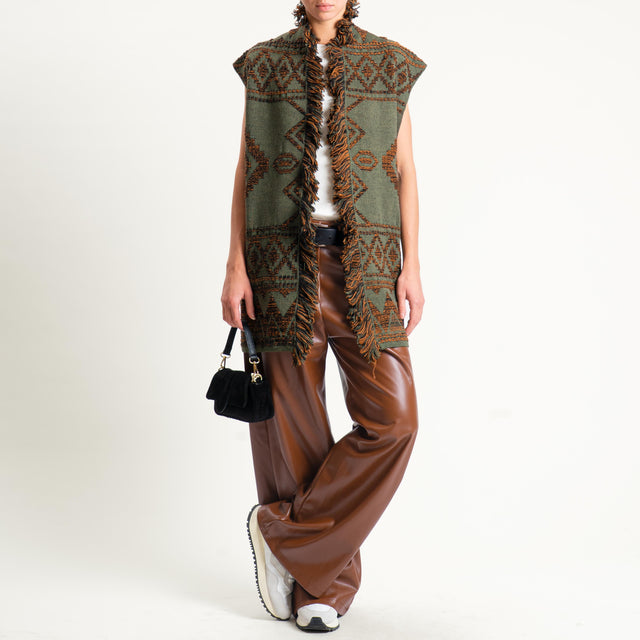 Tensione in-Pantalone GIUSI wide leg similpelle - cuoio
