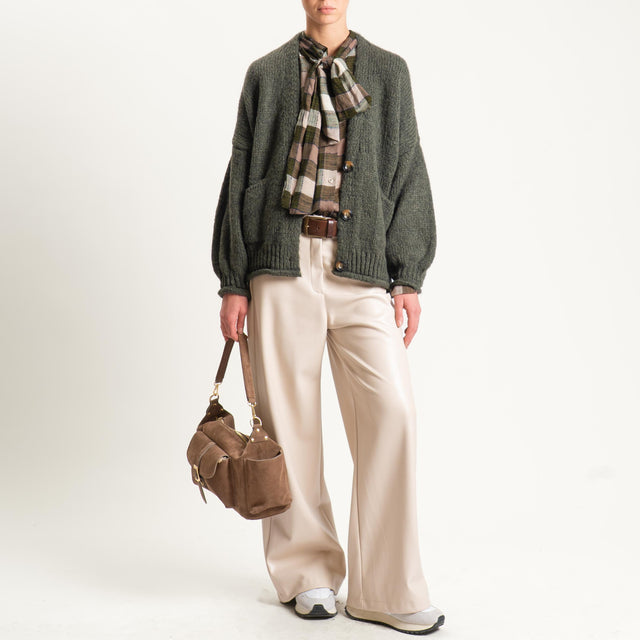 Tensione in-Pantalone GIUSI wide leg similpelle - burro