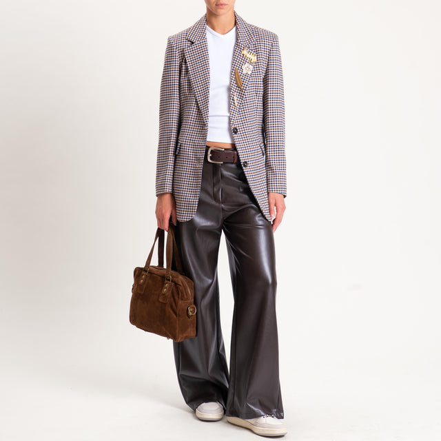 Tensione in-Pantalone GIUSI wide leg similpelle - caffe'