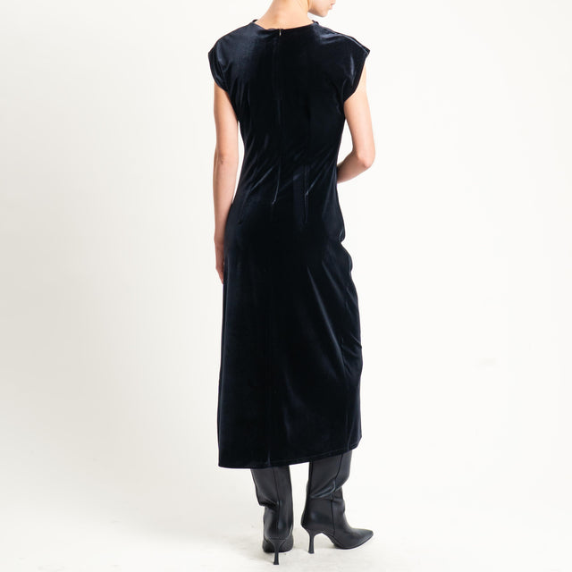 Tensione in-Abito velluto ciniglia arricciatura - nero