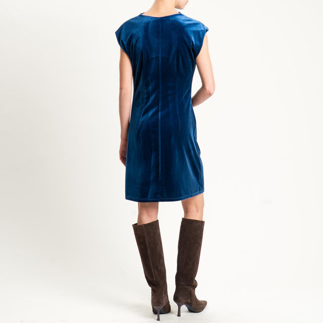 Tensione in-Abito corto smanicato velluto ciniglia - blu