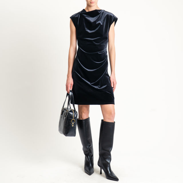 Tensione in-Abito corto smanicato velluto ciniglia - nero