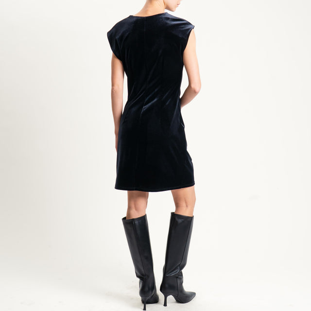 Tensione in-Abito corto smanicato velluto ciniglia - nero