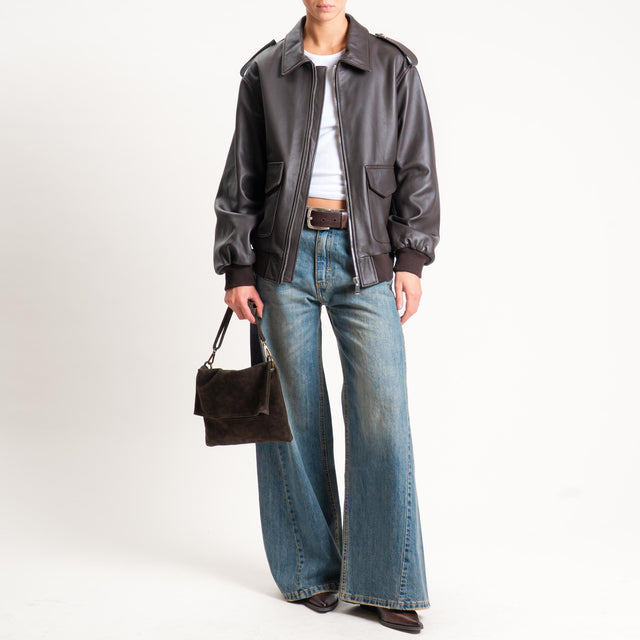Tensione in-Bomber genuine leather - moro