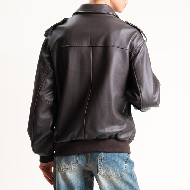 Tensione in-Bomber genuine leather - moro