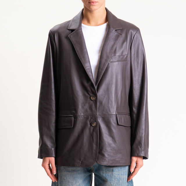 Tensione in-Giacca due bottoni genuine leather - moro